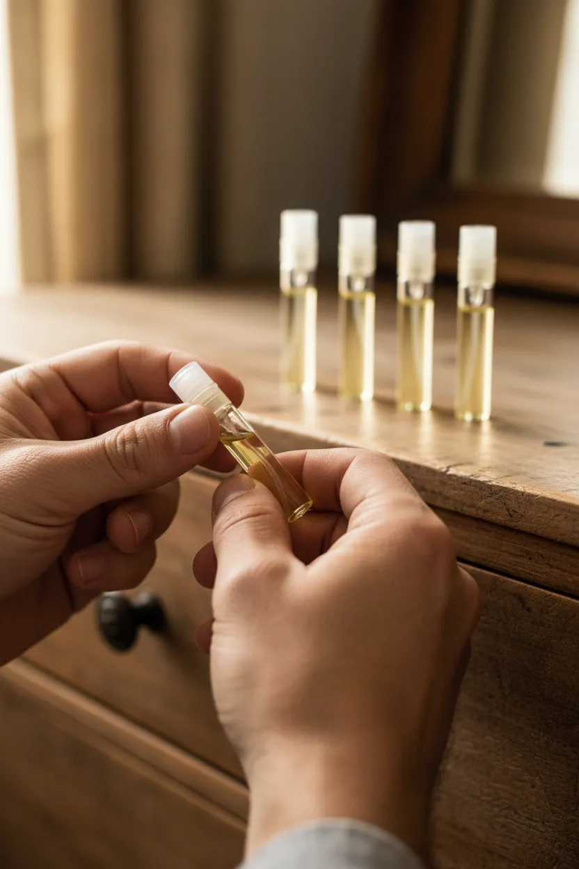 Masculine fragrance and grooming flatlay
