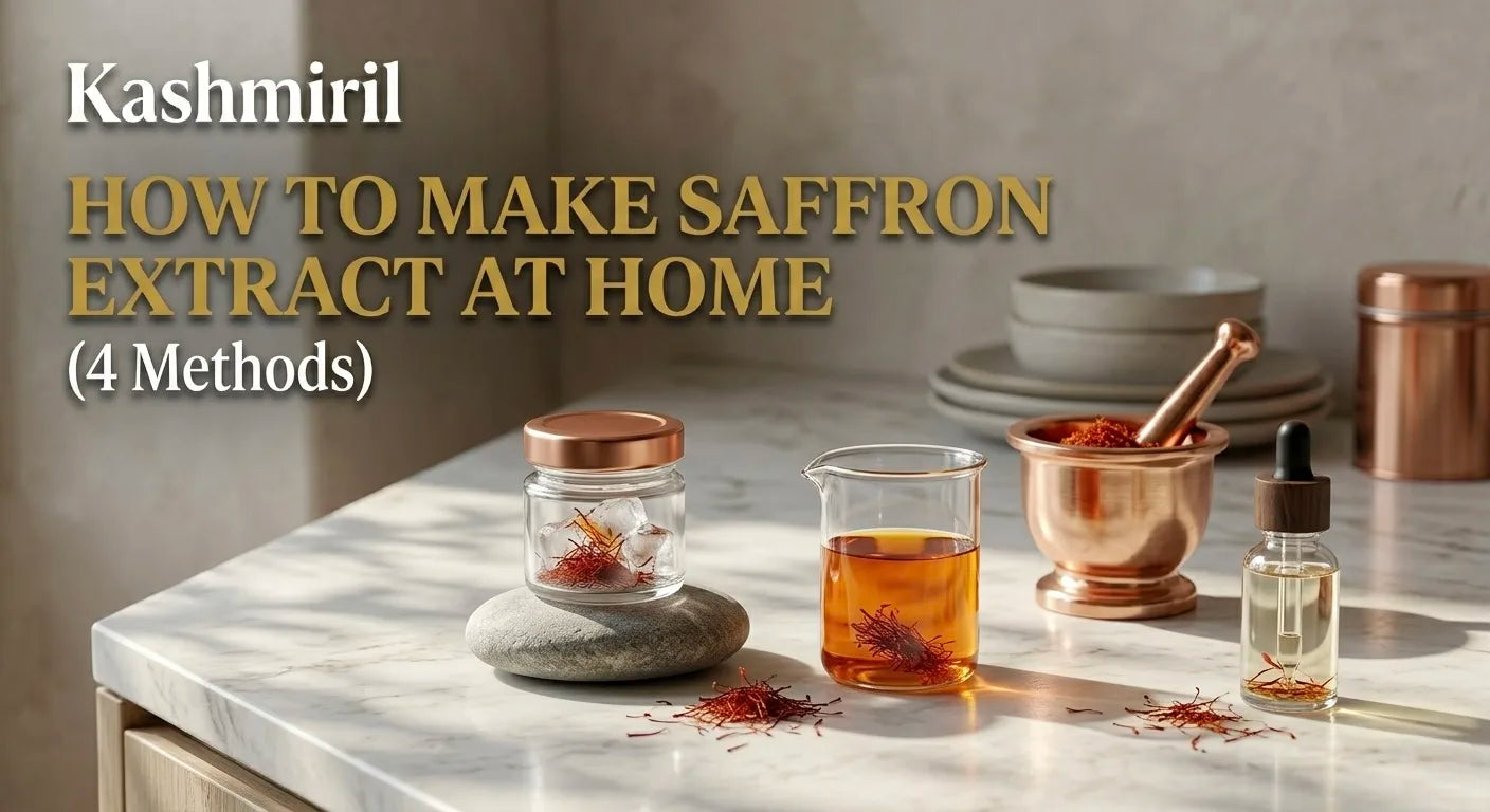 Saffron threads and amber ingredients