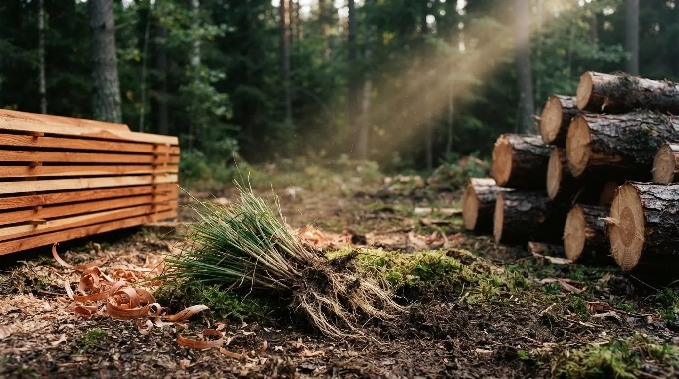 Cedar planks, cut logs, vetiver roots and moss, the notes in woody and earthy colognes