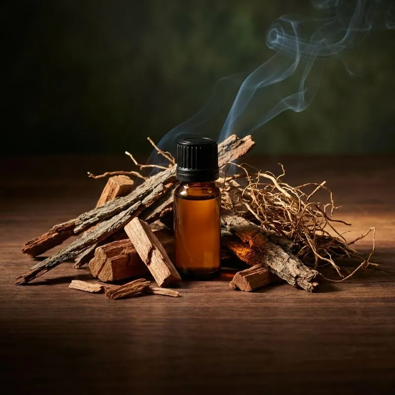 Woody fragrance family — Sandalwood warmth, cedarwood depth, and earthy vetiver.